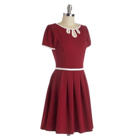 ModCloth Dear Creatures Women’s Burgundy Red Retro Skater Dress - Picture 12 of 12